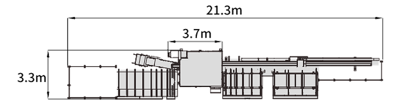 A350 Intelligent Workstation — Top view · overall length 21.3 m · width 3.7 m / 3.3 m