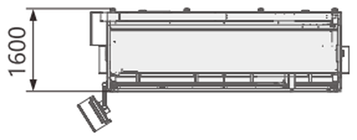 M4-3000 4-Axis Machining Center — Top view · 1600 mm deep