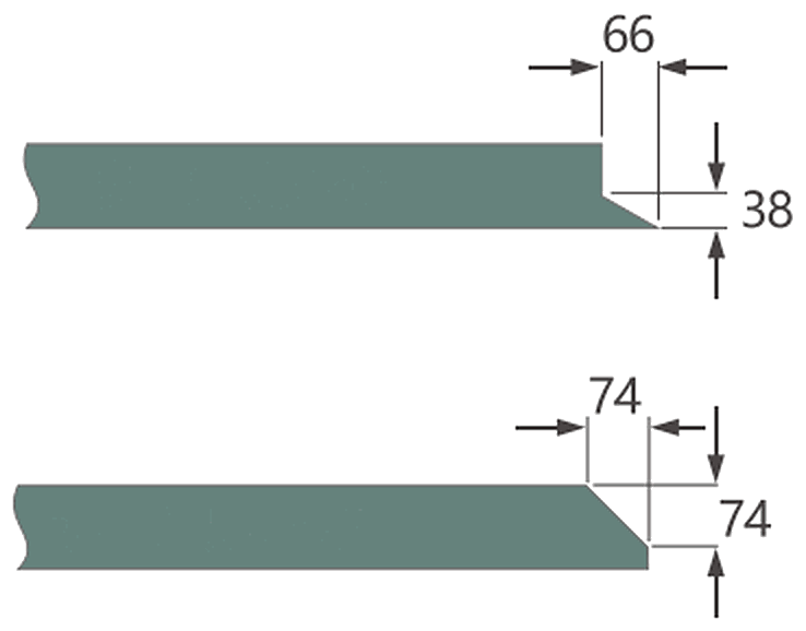 EM620 CNC End-Milling Machine — Any-angle interface range · 30° (66 × 38 mm) · 45° (74 × 74 mm)